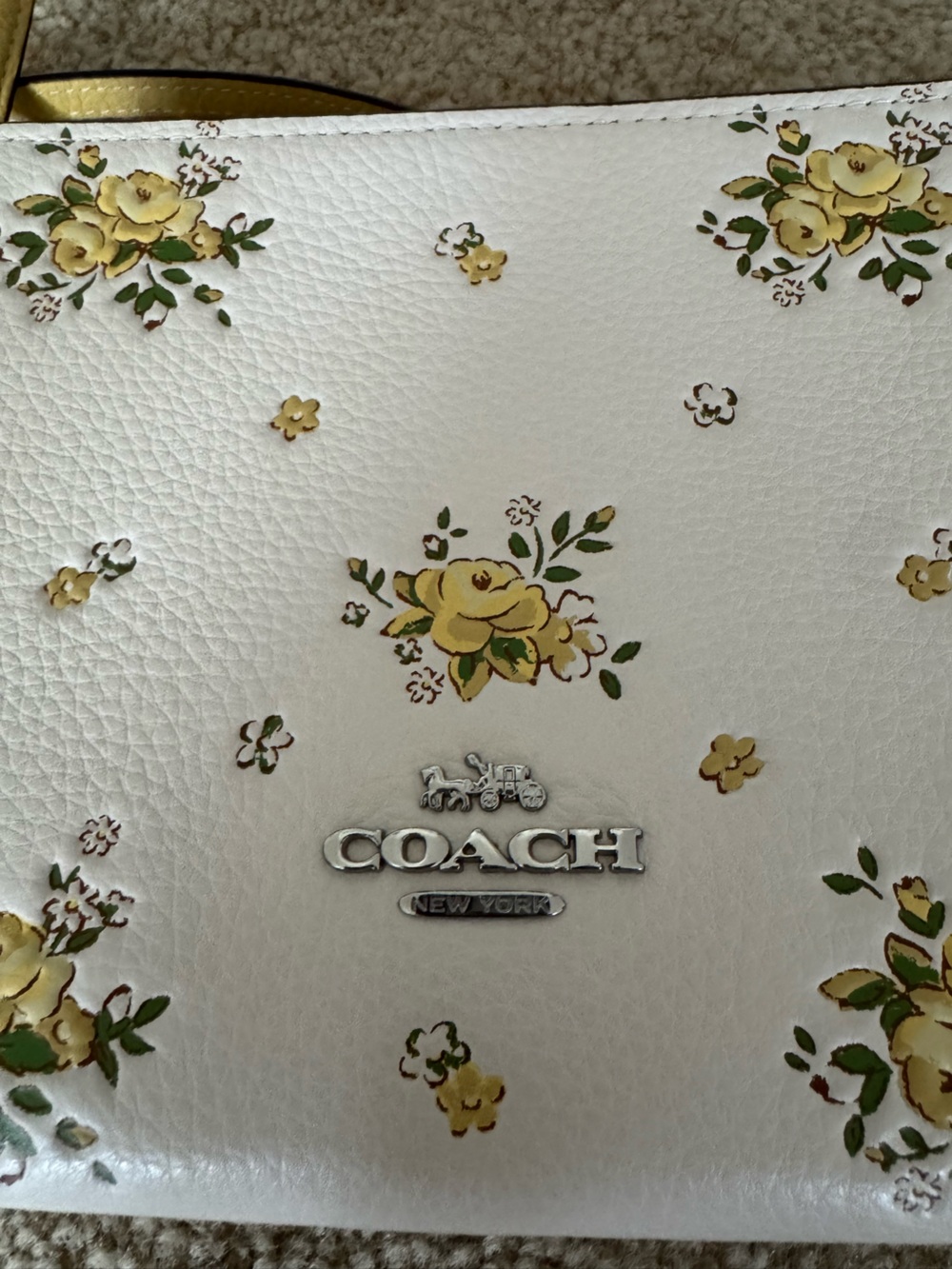 Coach - Leather Floral Crossbody bag with Yellow Trim - Picture 7 of 8